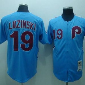 Mitchell And Ness Phillies #19 Greg Luzinski Stitched Blue Throwback Jersey