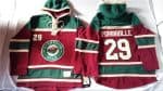 Wild #29 Jason Pominville Red Sawyer Hooded Sweatshirt Stitched Jersey