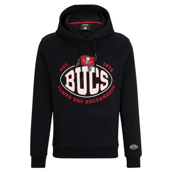 Tampa Bay Buccaneers Black BOSS X Touchback Pullover Hoodie