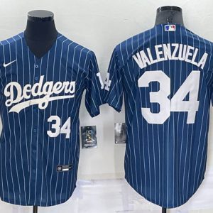 Los Angeles Dodgers #34 Toro Valenzuela Navy Cool Base Stitched Baseball Jersey