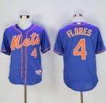 Mets #4 Wilmer Flores Blue Cool Base Stitched Jersey