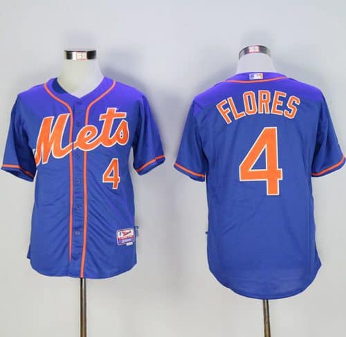 Mets #4 Wilmer Flores Blue Cool Base Stitched Jersey