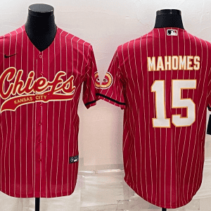 Kansas City Chiefs #15 Patrick Mahomes Red With Patch Cool Base Stitched Baseball Jersey