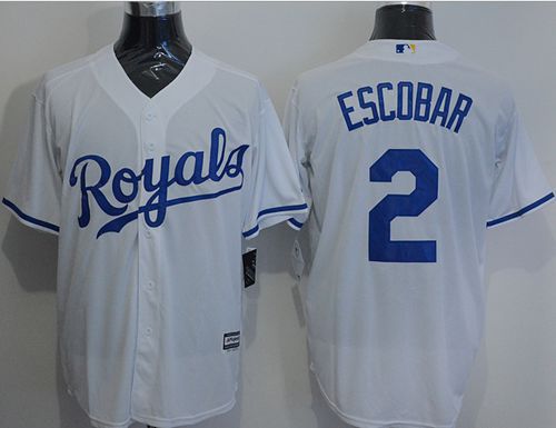 Royals #2 Alcides Escobar White New Cool Base Stitched Jersey