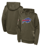 Youth Buffalo Bills 2022 Olive Salute To Service Therma Performance Pullover Hoodie