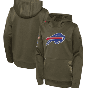 Youth Buffalo Bills 2022 Olive Salute To Service Therma Performance Pullover Hoodie