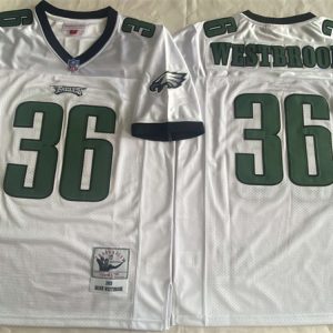 Philadelphia Eagles #36 Brian Westbrook White Throwback Stitched Jersey