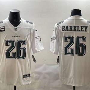 Philadelphia Eagles #26 Saquon Barkley White Fashion With 3-Star C Patch Vapor Untouchable Limited Stitched Jersey