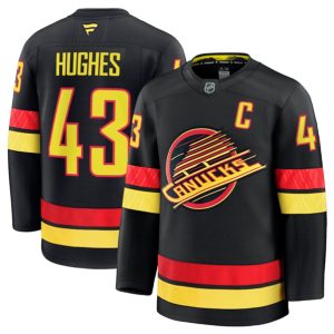 Vancouver Canucks #43 Quinn Hughes Black 2024-25 Alternate Stitched Jersey