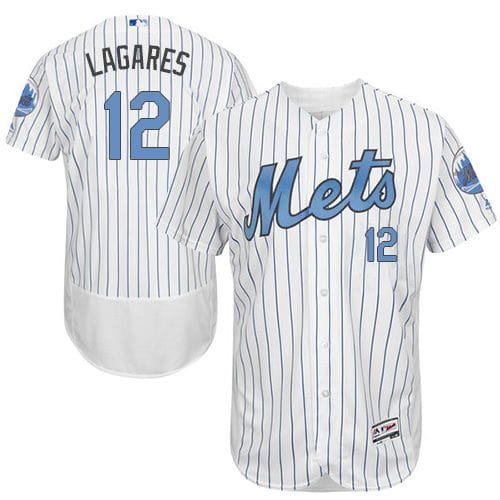 Mets #12 Juan Lagares White(Blue Strip) Flexbase Authentic Collection 2016 Father's Day Stitched Jersey
