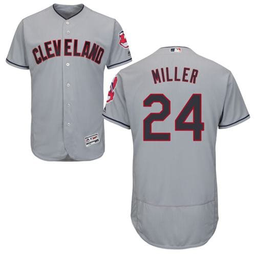 Indians #24 Andrew Miller Grey Flexbase Authentic Collection Stitched Jersey