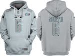 Philadelphia Eagles #6 DeVonta Smith Gray Atmosphere Fashion Super Bowl LVII Patch Pullover Hoodie