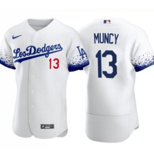 Los Angeles Dodgers #13 Max Muncy 2021 White City Connect Flex Base Stitched Baseball Jersey
