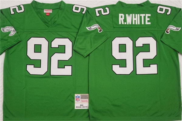 Philadelphia Eagles #92 Reggie White Kelly Green Throwback Football Stitched Jersey