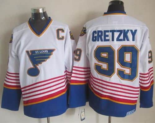 Blues #99 Wayne Gretzky White CCM Throwback Stitched Jersey