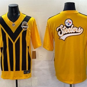 Pittsburgh Steelers Team Big Logo Gold 1933 Throwback Alternate Stitched Jersey