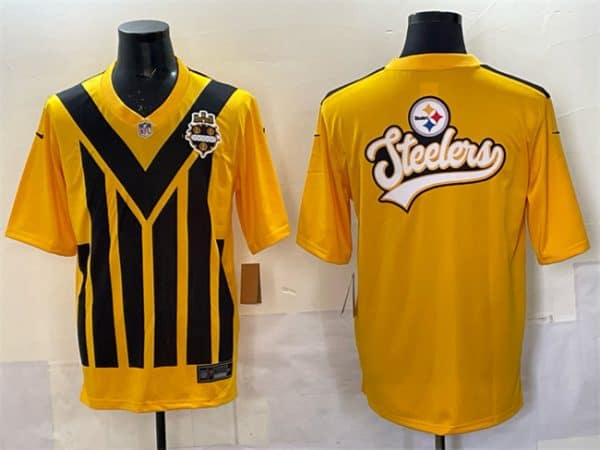 Pittsburgh Steelers Team Big Logo Gold 1933 Throwback Alternate Stitched Jersey