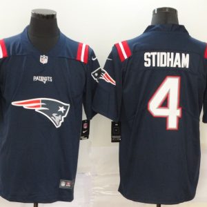 New England Patriots Navy #4 Jarrett Stidham Team Big Logo Limited Stitched Jersey