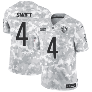 Chicago Bears #4 D'Andre Swift 2024 F.U.S.E Arctic Camo Salute To Service Limited Stitched Jersey