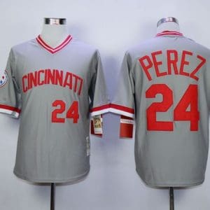 Mitchell And Ness Reds #24 Tony Perez Stitched Grey Throwback Jersey