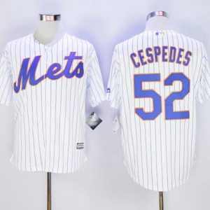 Mets #52 Yoenis Cespedes White(Blue Strip) New Cool Base Stitched Jersey