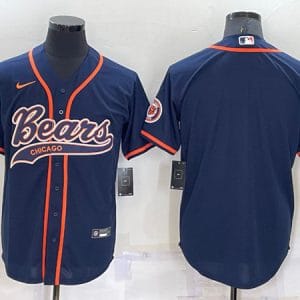 Chicago Bears Blank Navy Cool Base Stitched Baseball Jersey