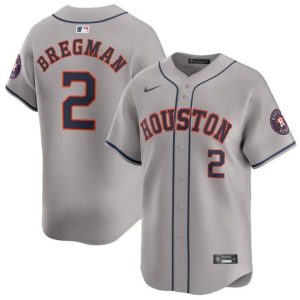 Houston Astros #2 Alex Bregman Gray 2024 Away Limited Stitched Jersey