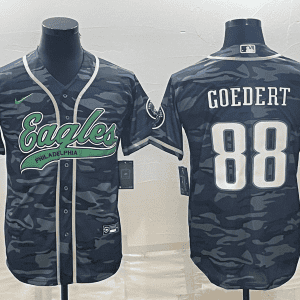 Philadelphia Eagles #88 Dallas Goedert Grey Camo With Patch Cool Base Stitched Baseball Jersey