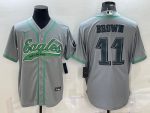 Philadelphia Eagles #11 A. J. Brown Gray With Patch Cool Base Stitched Jersey