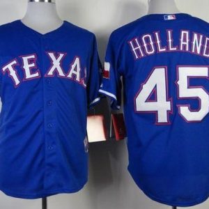 Rangers #45 Derek Holland Stitched Blue Cool Base Jersey