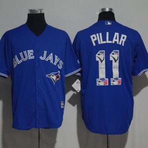 Toronto Blue Jays #11 Kevin Pillar Blue Team Logo Print Cool Base Stitched Jersey
