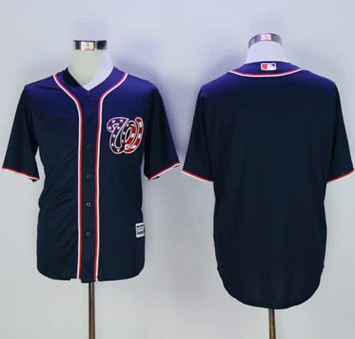 Nationals Blank Navy Blue New Cool Base Stitched Jersey