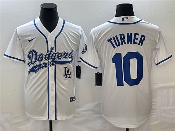 Los Angeles Dodgers #10 Justin Turner With Patch Cool Base Stitched Jersey