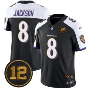 Baltimore Ravens #8 Lamar Jackson Black Alternate 2025 F.U.S.E Jacoby Jones Patch Vapor Limited Jersey