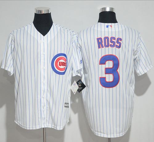Cubs #3 David Ross White(Blue Strip) New Cool Base Stitched Jersey