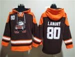 Cleveland Browns #80 Jarvis Landry Brown Lace-Up Pullover Hoodie
