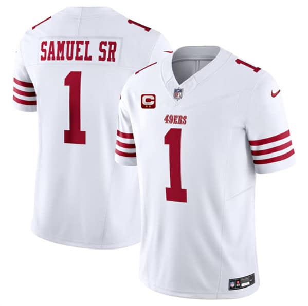 San Francisco 49ers #1 Deebo Samuel SR White 2024 F.U.S.E. With 2-Star C Patch Vapor Untouchable Limited Stitched Jersey
