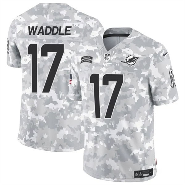 Miami Dolphins #17 Jaylen Waddle Arctic Camo 2024 F.U.S.E. Salute To Service Limited Stitched Jersey