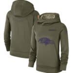 Baltimore Ravens Olive Salute To Service Team Logo Performance Pullover NFL Hoodie