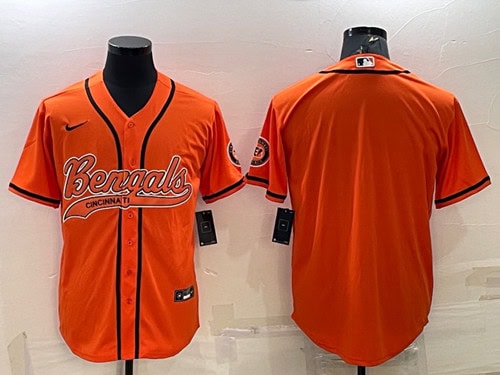 Cincinnati Bengals Blank Orange With Patch Cool Base Stitched Baseball Jersey