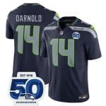 Seattle Seahawks #14 Sam Darnold Navy 2025 F.U.S.E. 50th Anniversary Patch Vapor Limited Football Stitched Jersey