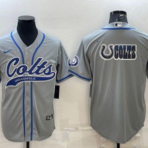 Indianapolis Colts Gray Team Big Logo With Patch Cool Base Stitched Baseball Jersey