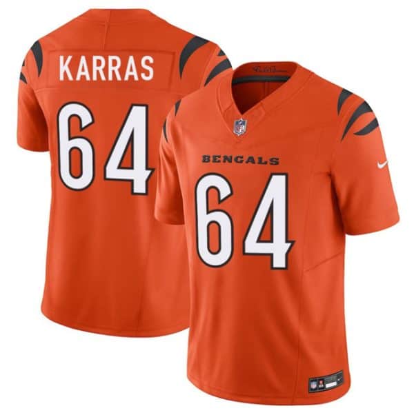 Cincinnati Bengals #64 Ted Karras Orange 2025 F.U.S.E. Vapor Untouchable Limited Stitched Jersey