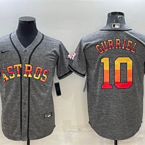 Houston Astros #10 Yuli Gurriel Gray Cool Base Stitched Baseball Jersey