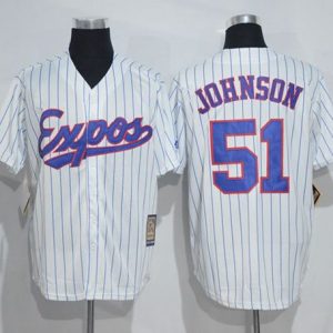 Mitchell And Ness Expos #51 Randy Johnson White Strip Throwback Stitched Jersey