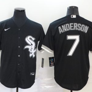 Chicago White Sox Blank #7 Tim Anderson Black Cool Base Stitched Jersey