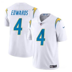 Los Angeles Chargers #4 Gus Edwards White Vapor Limited Stitched Jersey