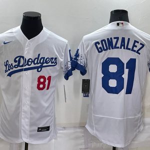 Los Angeles Dodgers #81 Victor Gonzalez White City Connect Flex Base Stitched Baseball Jersey