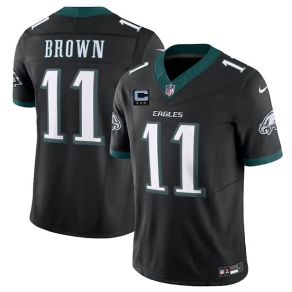 Philadelphia Eagles #11 A.J. Brown Black 2025 F.U.S.E. With 3-Star C Patch Vapor Untouchable Limited Throwback Stitched Jersey