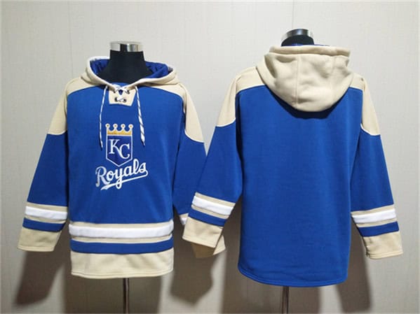 Kansas City Royals Blank Blue Ageless Must-Have Lace-Up Pullover Hoodie